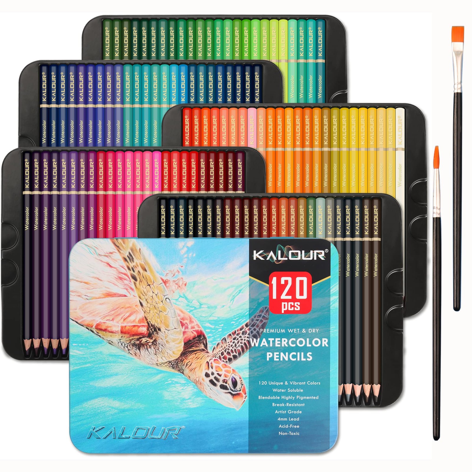 KALOUR Watercolor Pencils, 120 Colors, 1 Count (Pack of 120), Multicolor