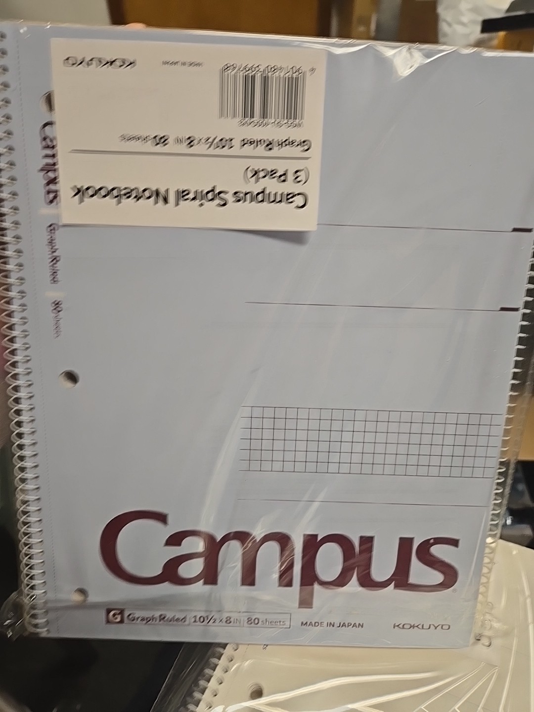 KOKUYO Spiral Notebook with 5X5 Graph Paper, 3 Pack Campus 10-1/2″ X 8″ Subject