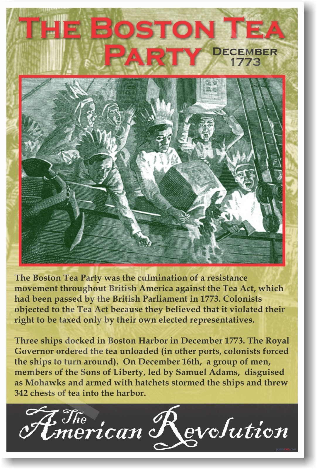 Boston Tea Party 1773 Social Studies US History POSTER
