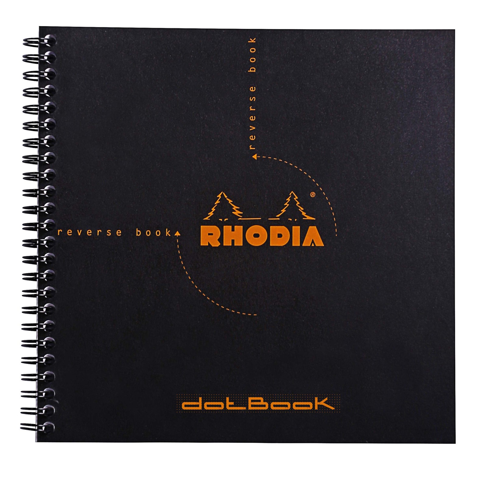 Rhodia Reverse Book & Dot Book – Dot grid 80 sheets – 8 1/4 x 8 1/4 – Black