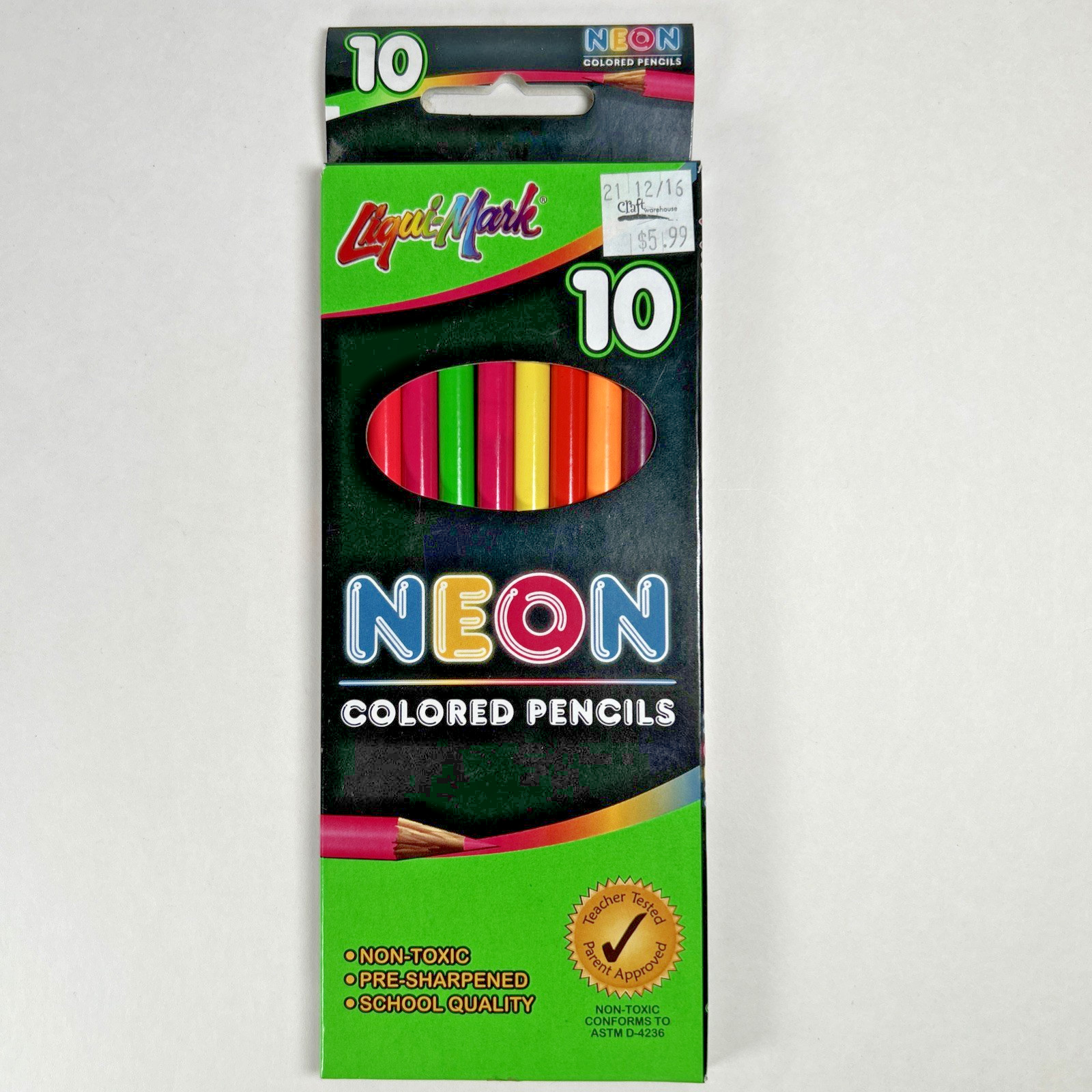 Neon Colored Pencils Vibrant Assorted Colors for School (10 in pack) Non-toxic