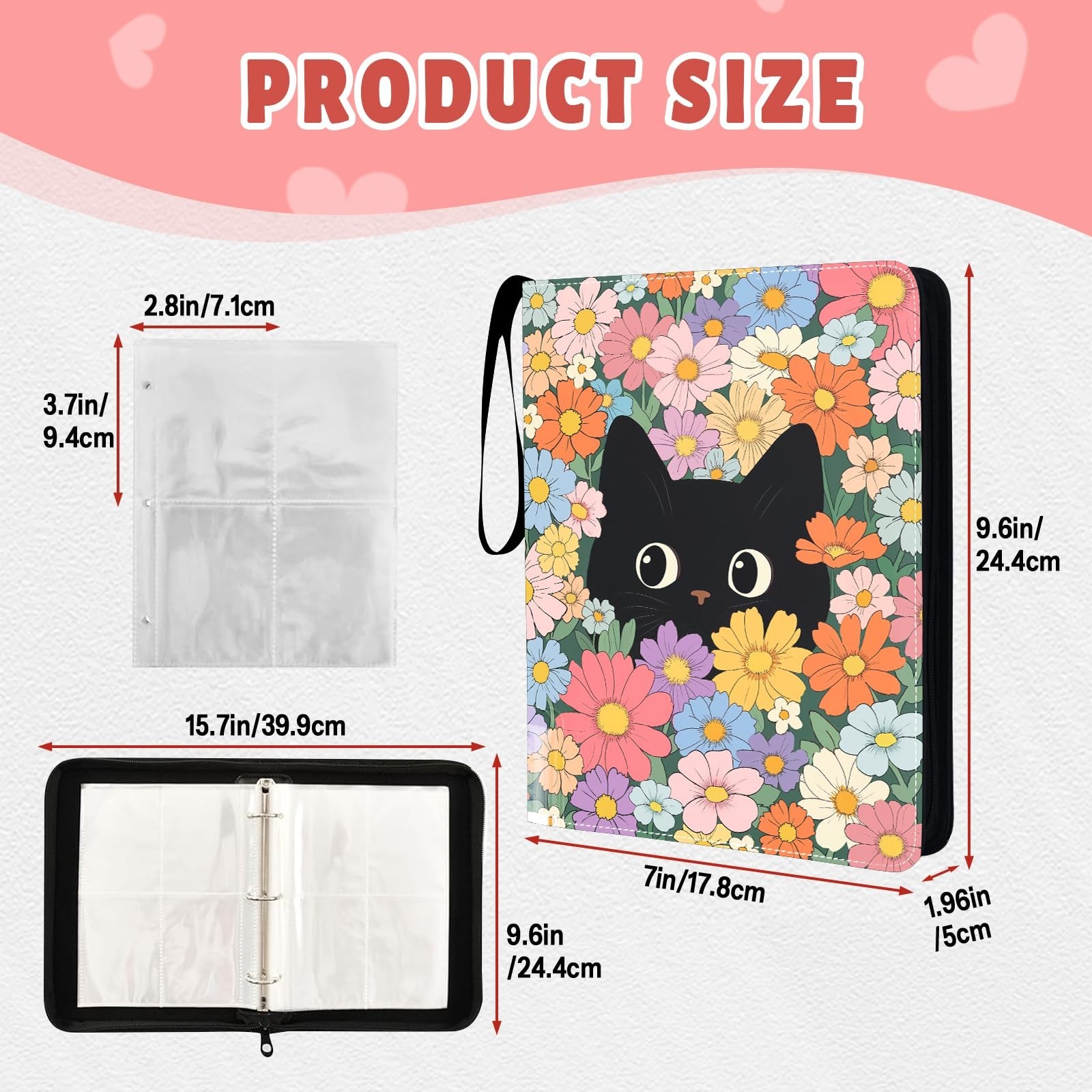 Girl Card Binder 4 Pocket, 4 Pocket Card Binder Cat, Collectible Trading Card…