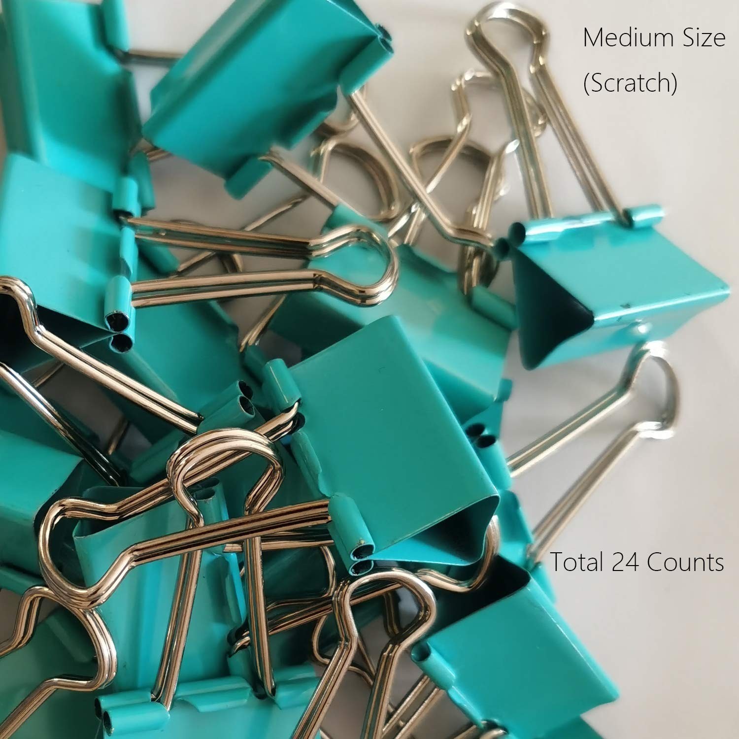 Medium Binder Clips Green Color (A bit Bluish) 1-1/4″ / 1.25 inches / 32 mm a…