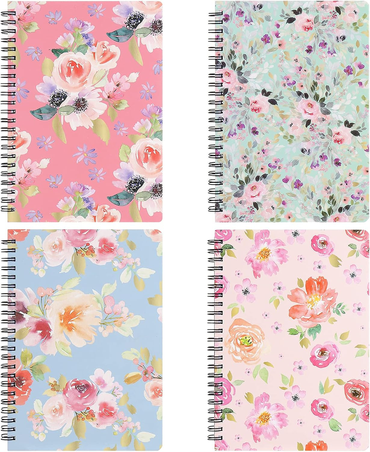 Spiral Notebook 5×7 Inch, 4 Pack Small Writing Journals College Ruled Hardcover