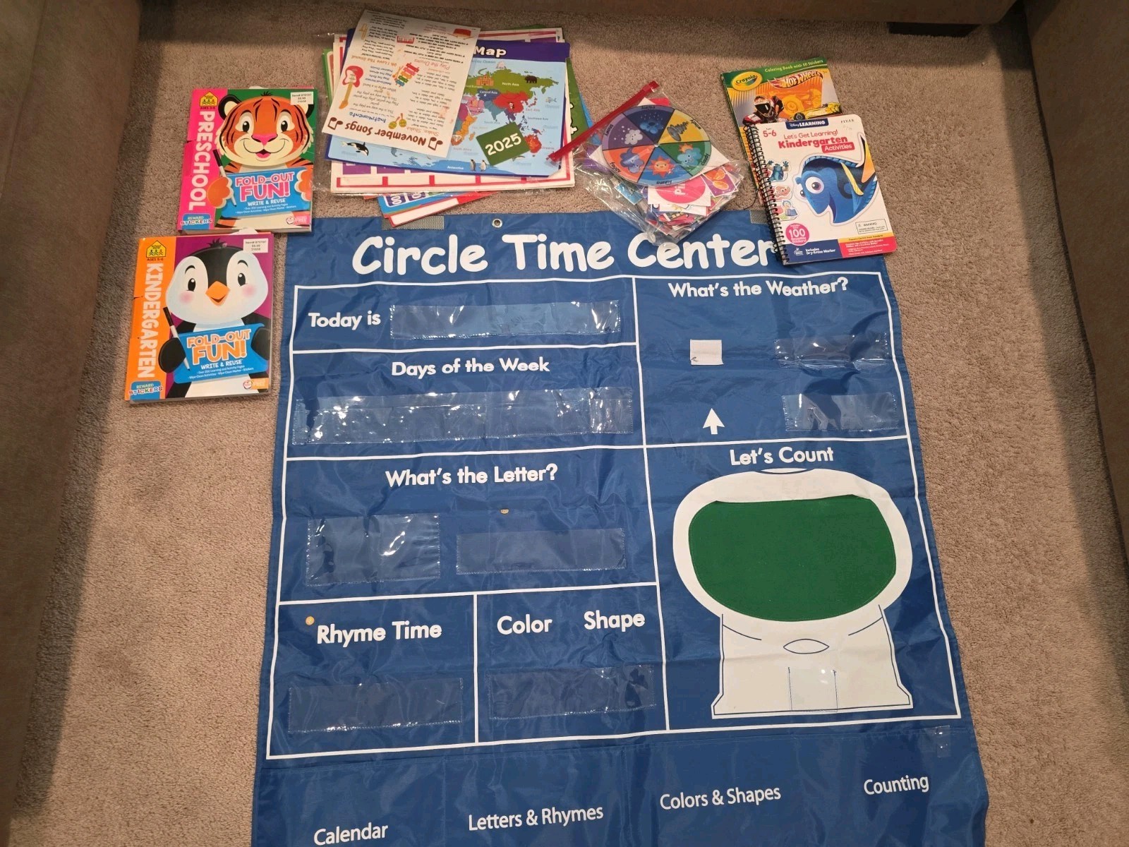 Circle Learning Time Center Pocket Chart Calendar Homeschooling Bundle Disney