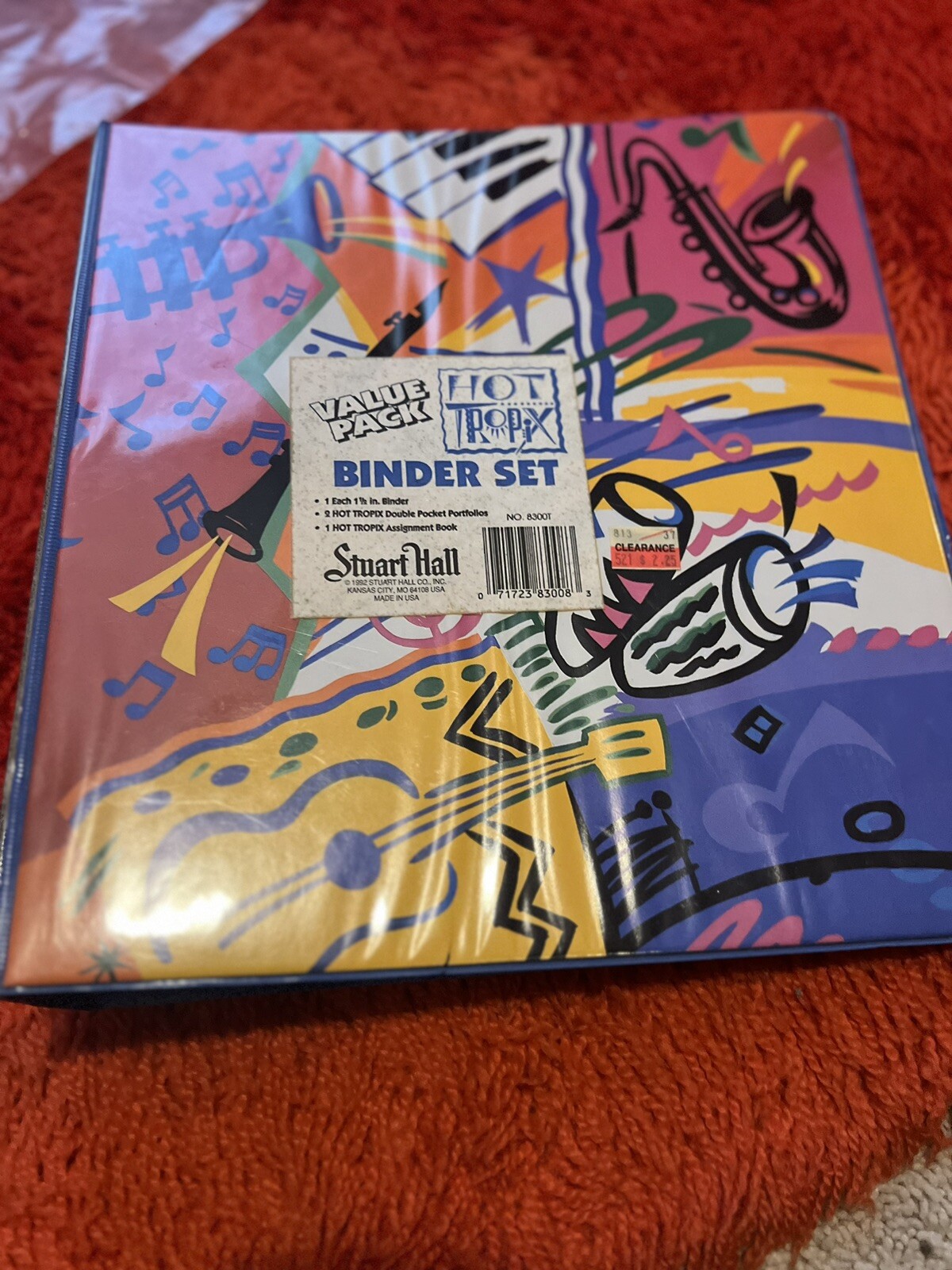 Vintage 1992 Hot Tropix Stuart Hall Binder Abstract Multicolor 3 ring
