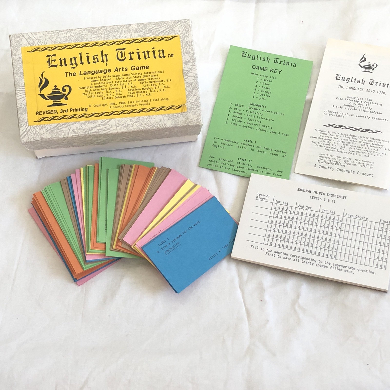 English Trivia Language Arts Game Delta Kappa Gamma Pike Country Concepts