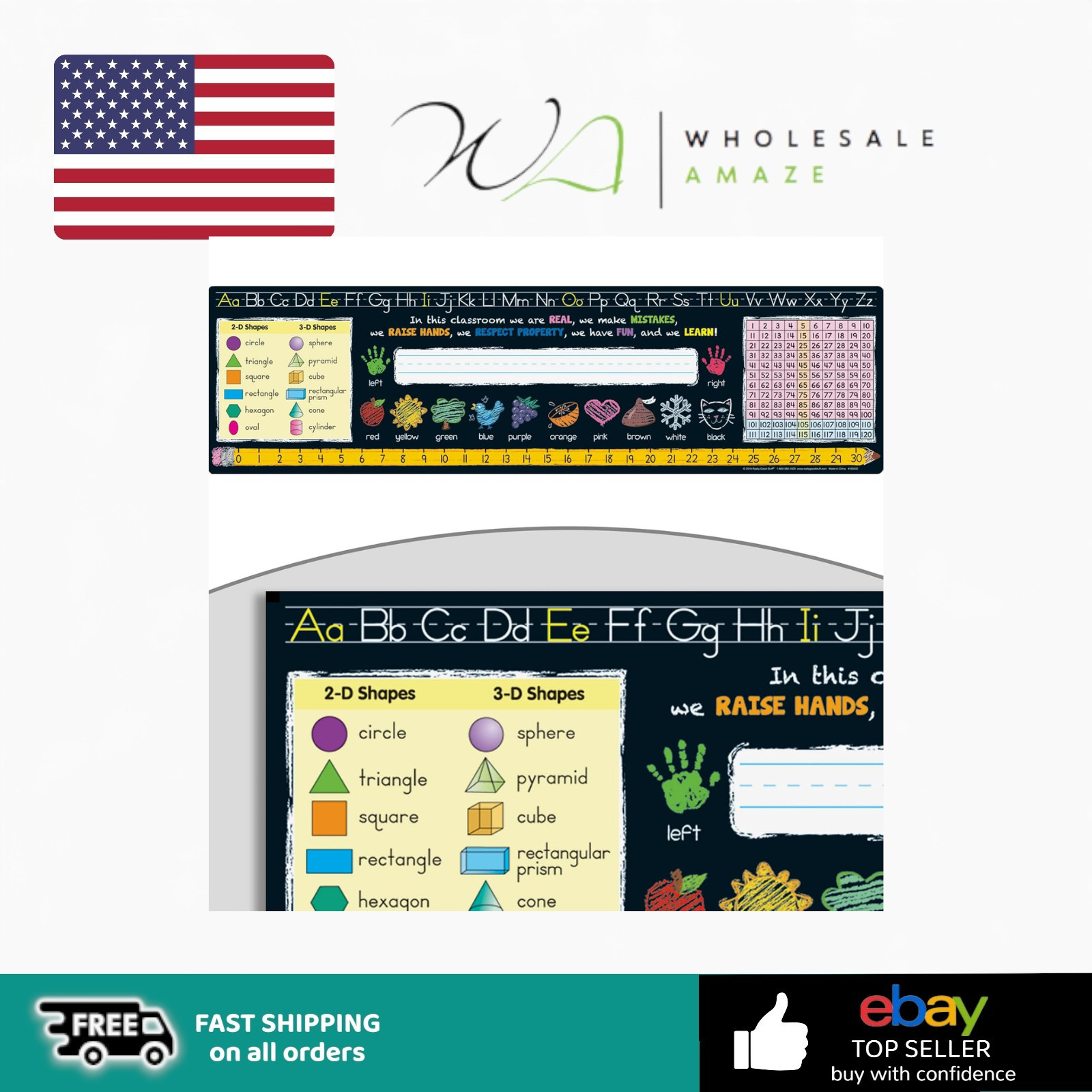 Really Good Stuff Chalkboard Style Grades K-2 Self-Adhesive Vinyl Desktop Helper