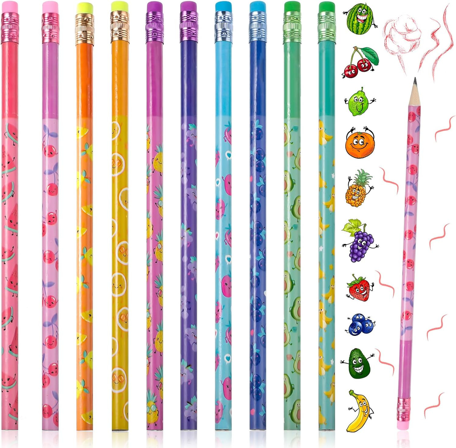 40 Pieces Scented Pencils for Kids Colorful Fruit Themed HB Graphite Pencils wit