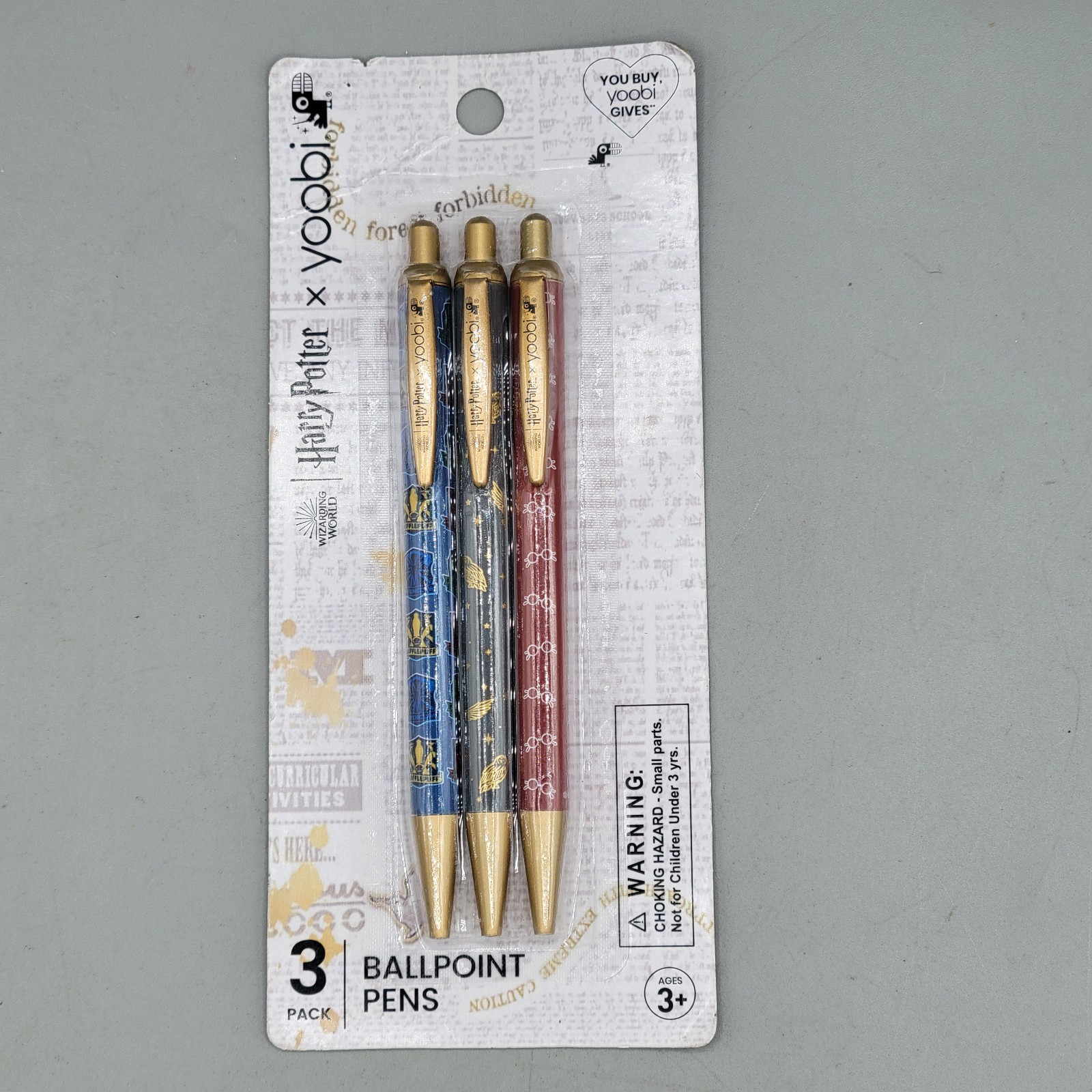 Yoobi X Harry Potter 3 Pack Ballpoint Pens Blue Green Red New/Sealed 2024