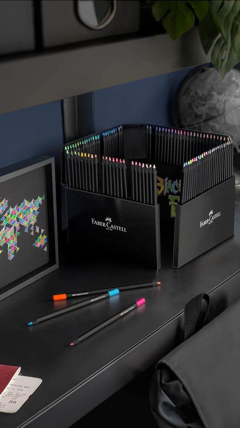 Faber-Castell Black Edition Colour Pencils, Cardboard Wallet of 100 Wood