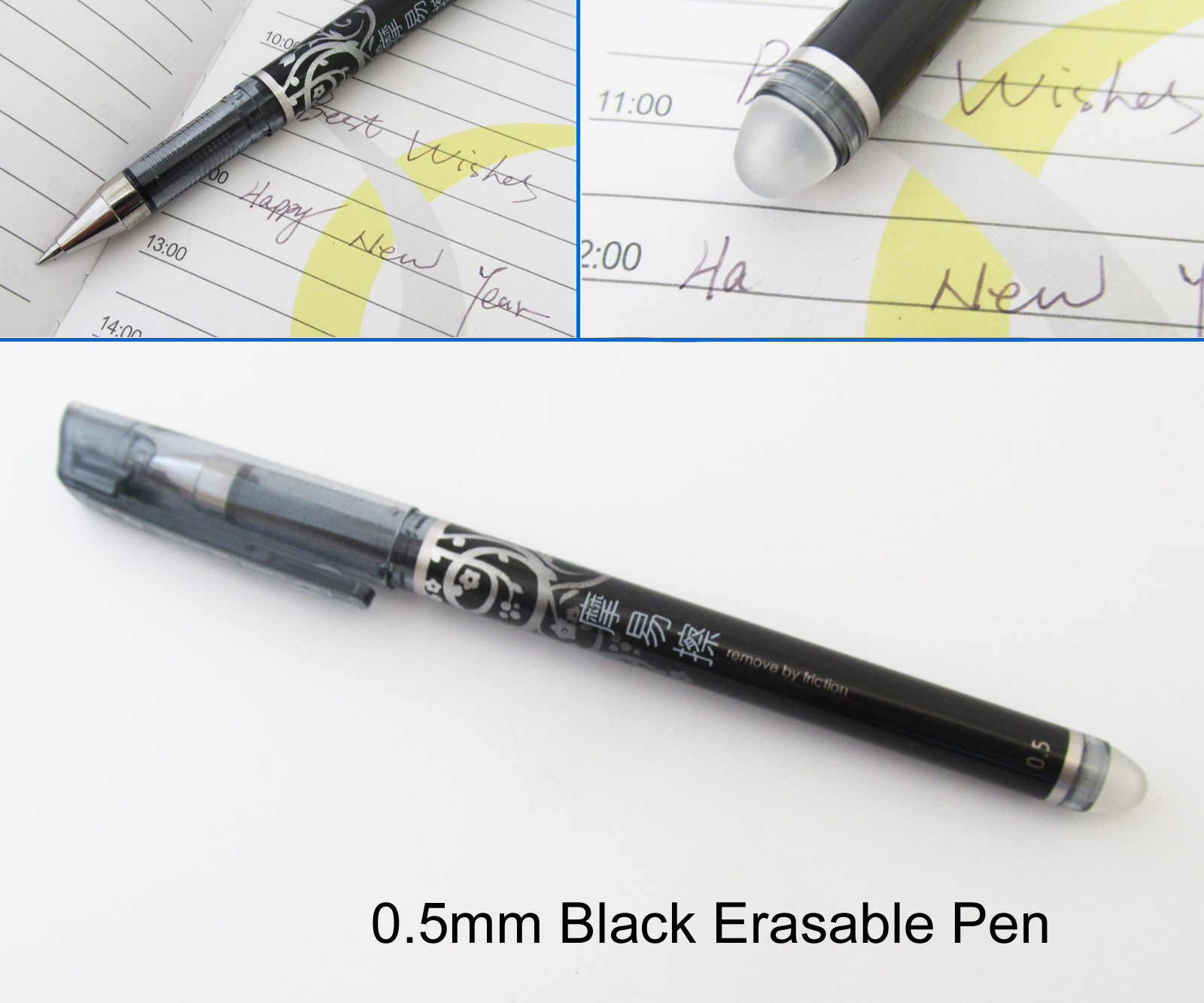 1pc AIHAO 4370 0.5mm Black Erasable Remove by friction Rollerball Point Pens