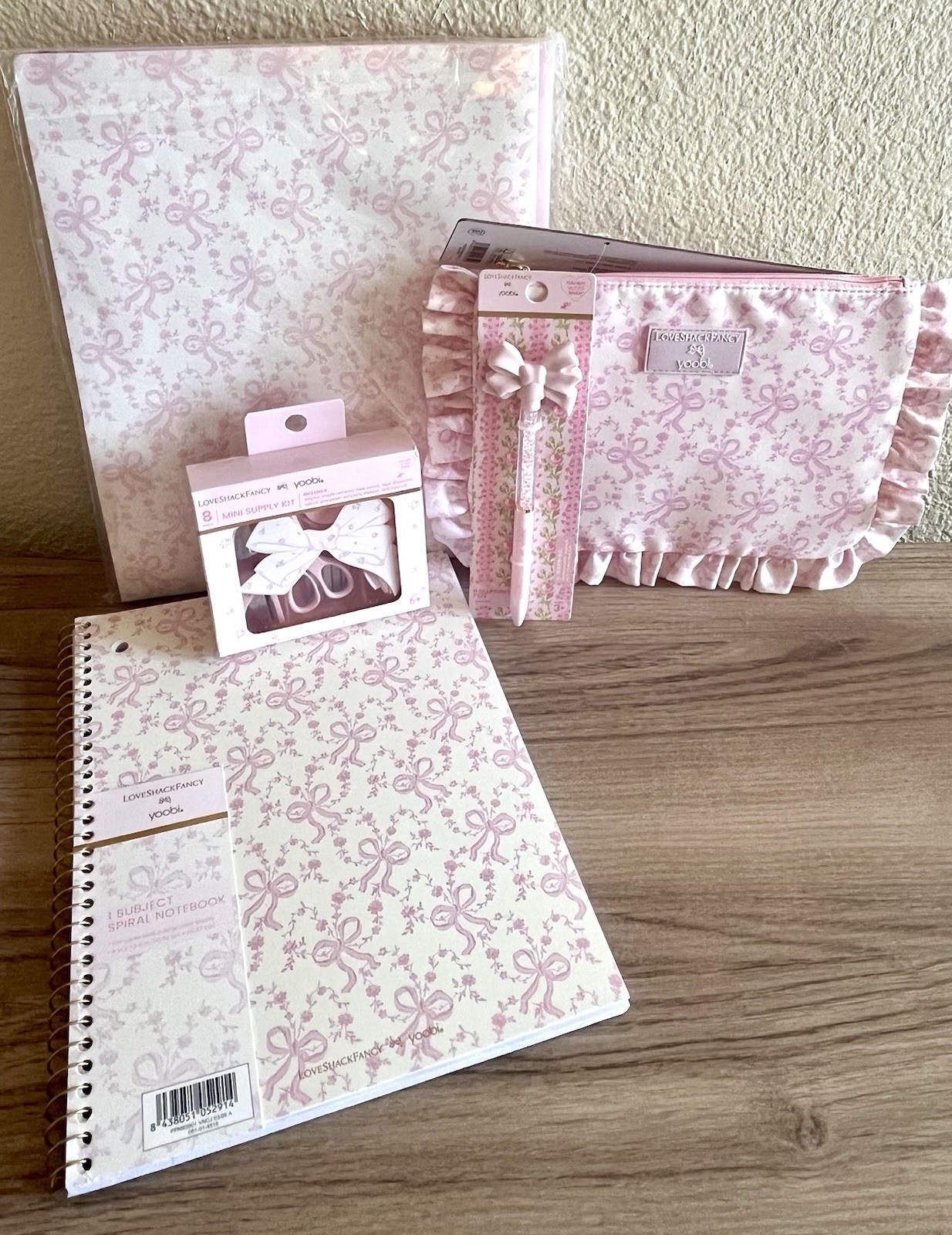 yoobi LoveShackFancy Pink Bow Print 5 Piece Set