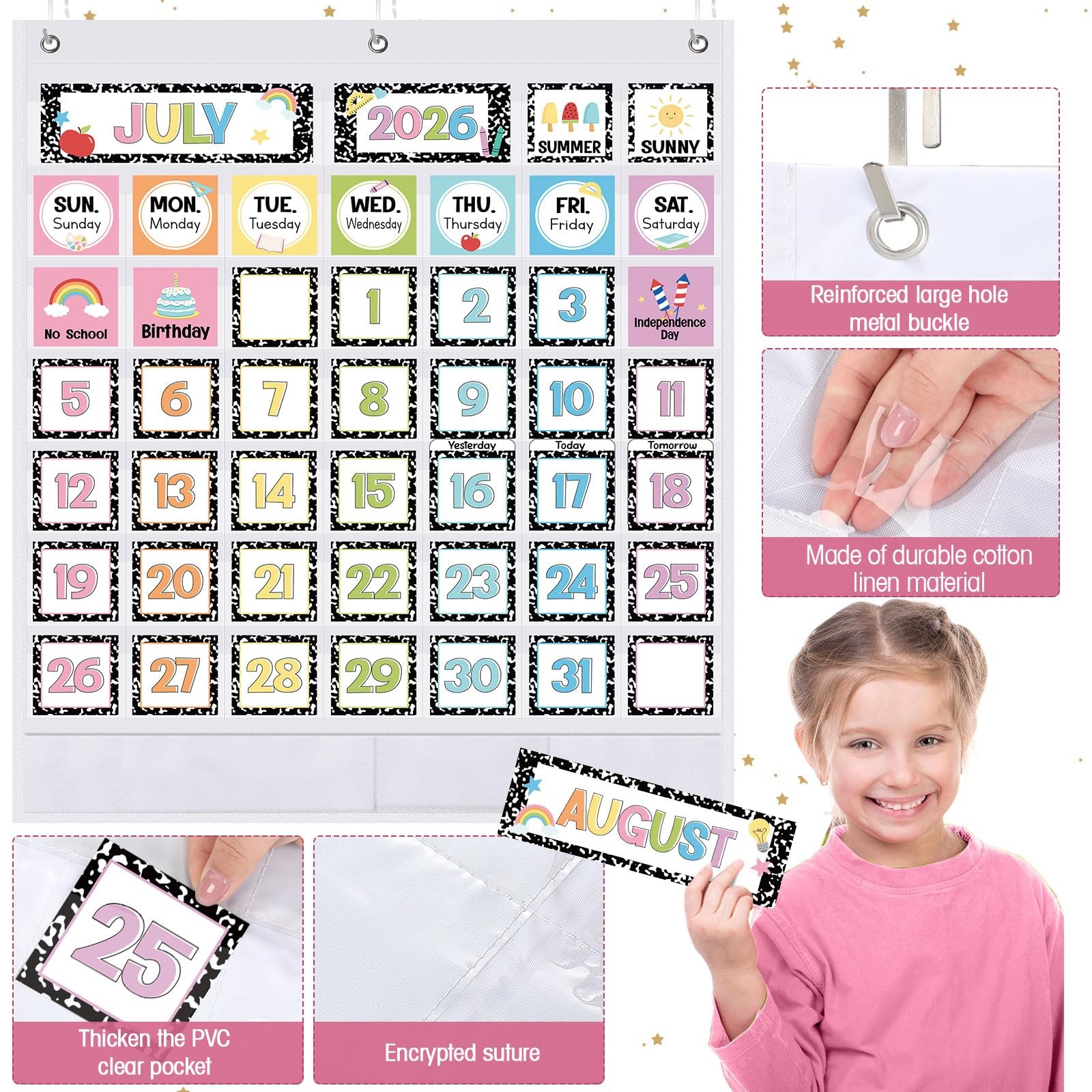 Classroom Calendar Pocket Chart Set Calendar Bulletin Board Set Seasons Festi…