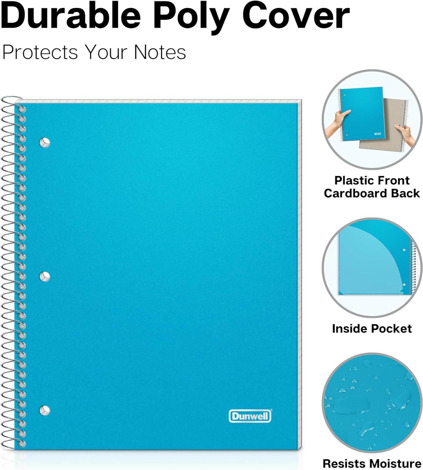 Dunwell 4×4 Graph Ruled Notebook, Blue Plastic Cover, 100 8.5×11″,