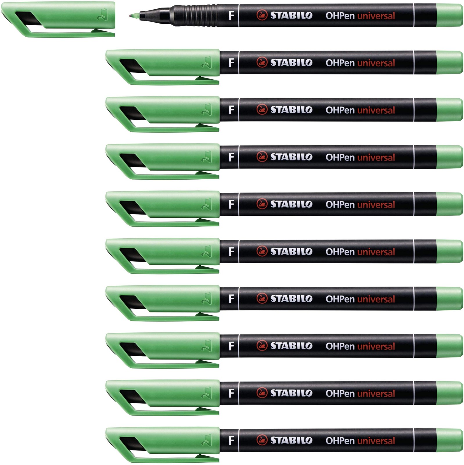 Overhead Pen – STABILO OHPen universal – Permanent Fine – Pack of 10 – green Per