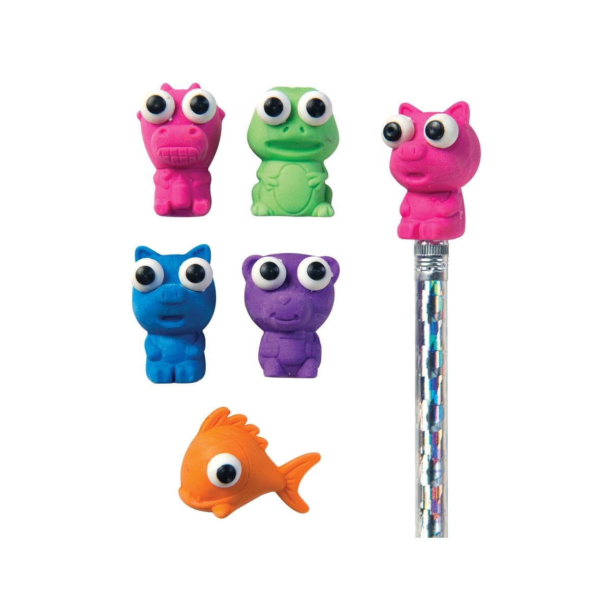 Animal Pencil Top Erasers for Kids – Fun School Supplies Pack of 50
