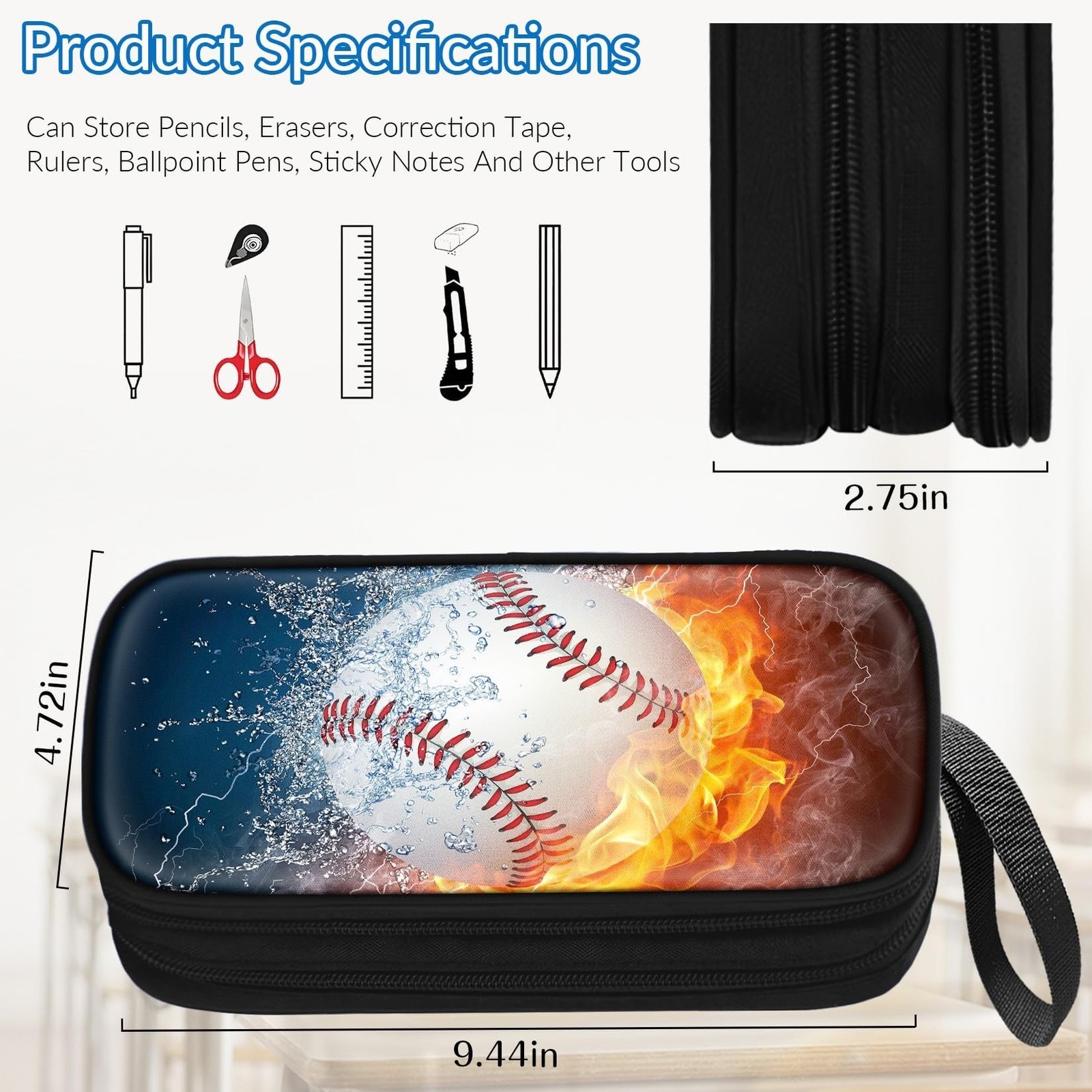 TILYTADLY Large Pencil Case for Boys – Baseball Boys Pencil Pouch with Zipper…