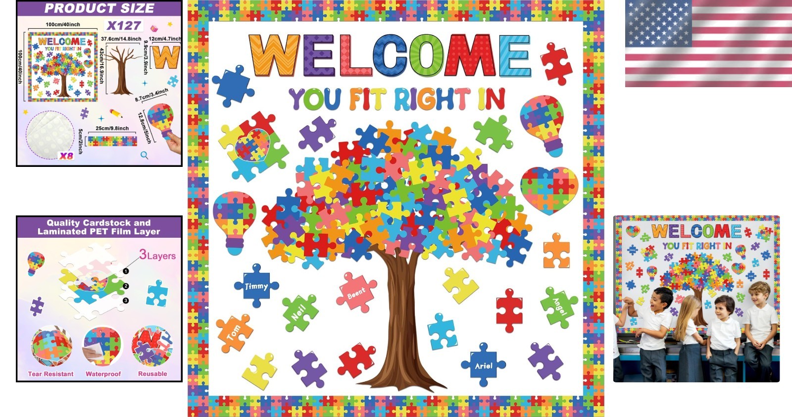 Motivational Bulletin Board Decoration Set: 127 Inspiring Classroom Cutouts