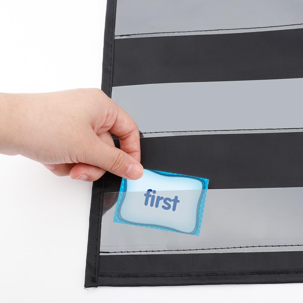Standard Pocket Chart 5 Clear Pockets Black Storage Wall Organizer 22×17 Inch