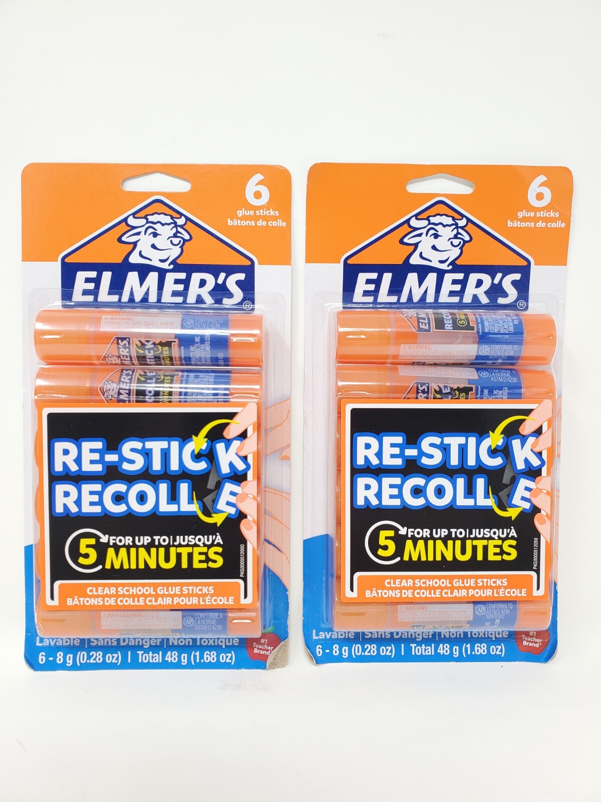 12 Elmer’s Re-Stick Clear School Washable Glue Sticks Non Toxic Photo Safe