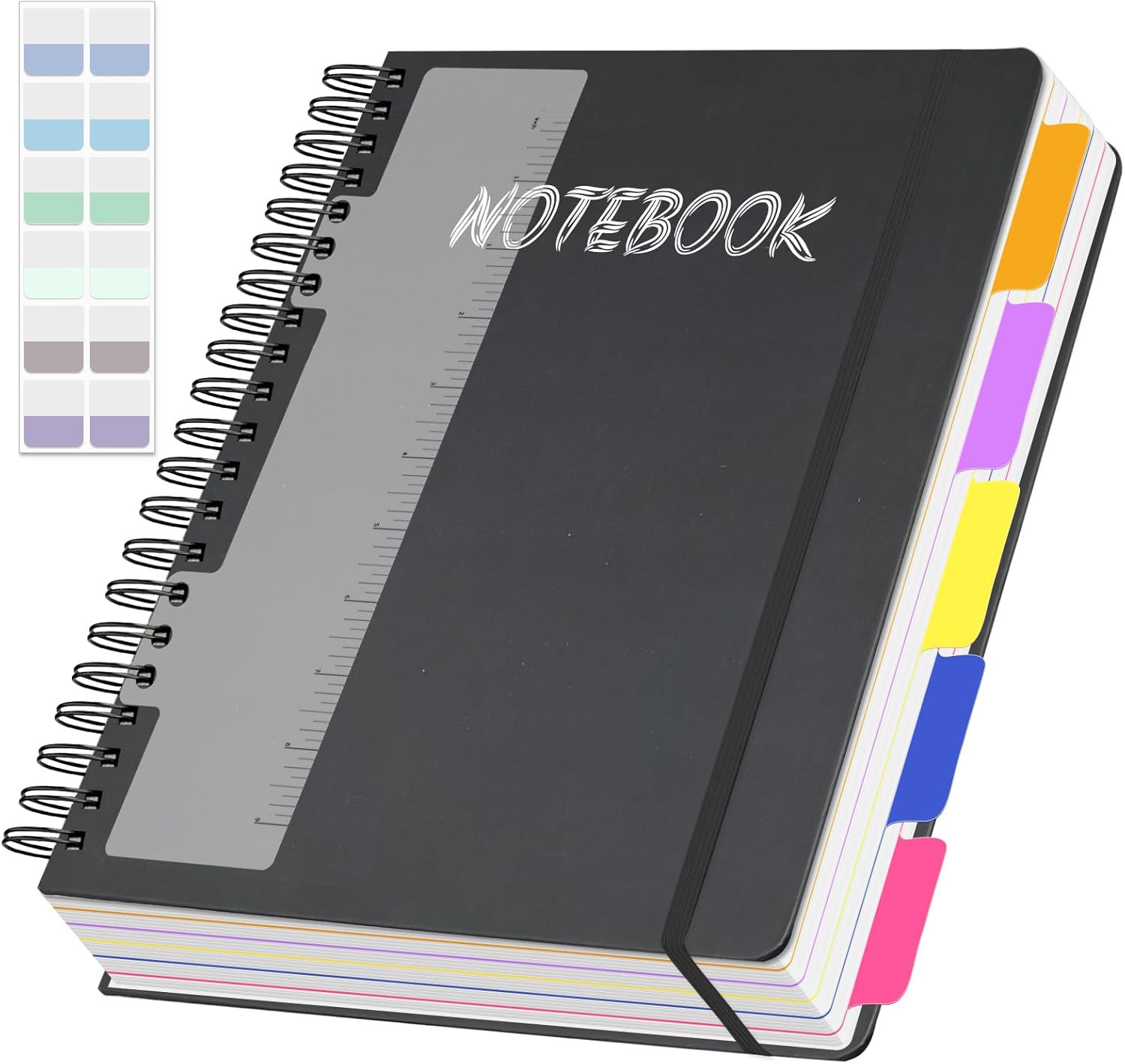 5 Subject Notebook College Ruled, 300 Pages A4 Hardcover Spiral Notebook with Re