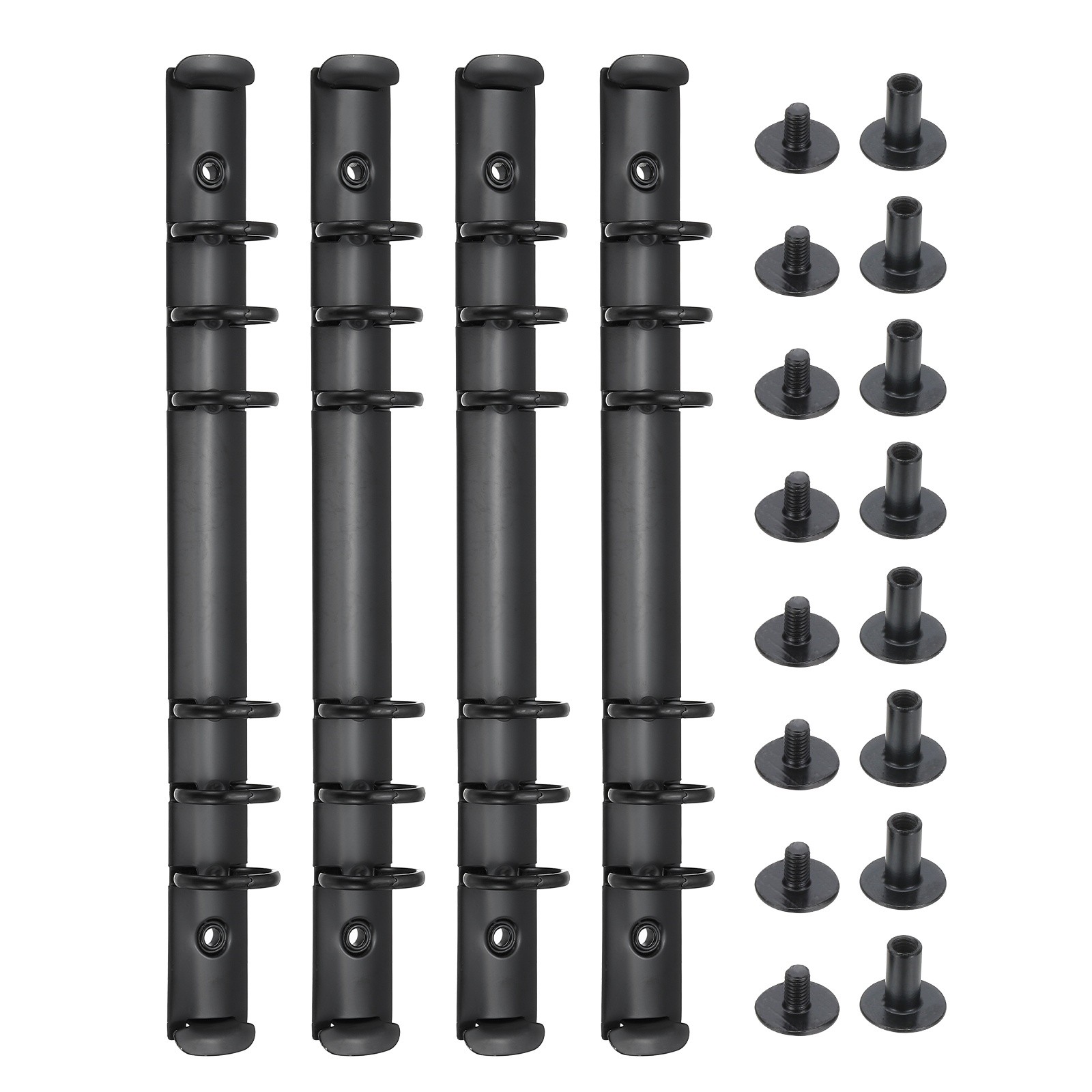 4Set 6 Holes Ring Binder, A5 Notebook 20mm Binder Mechanisms, Black