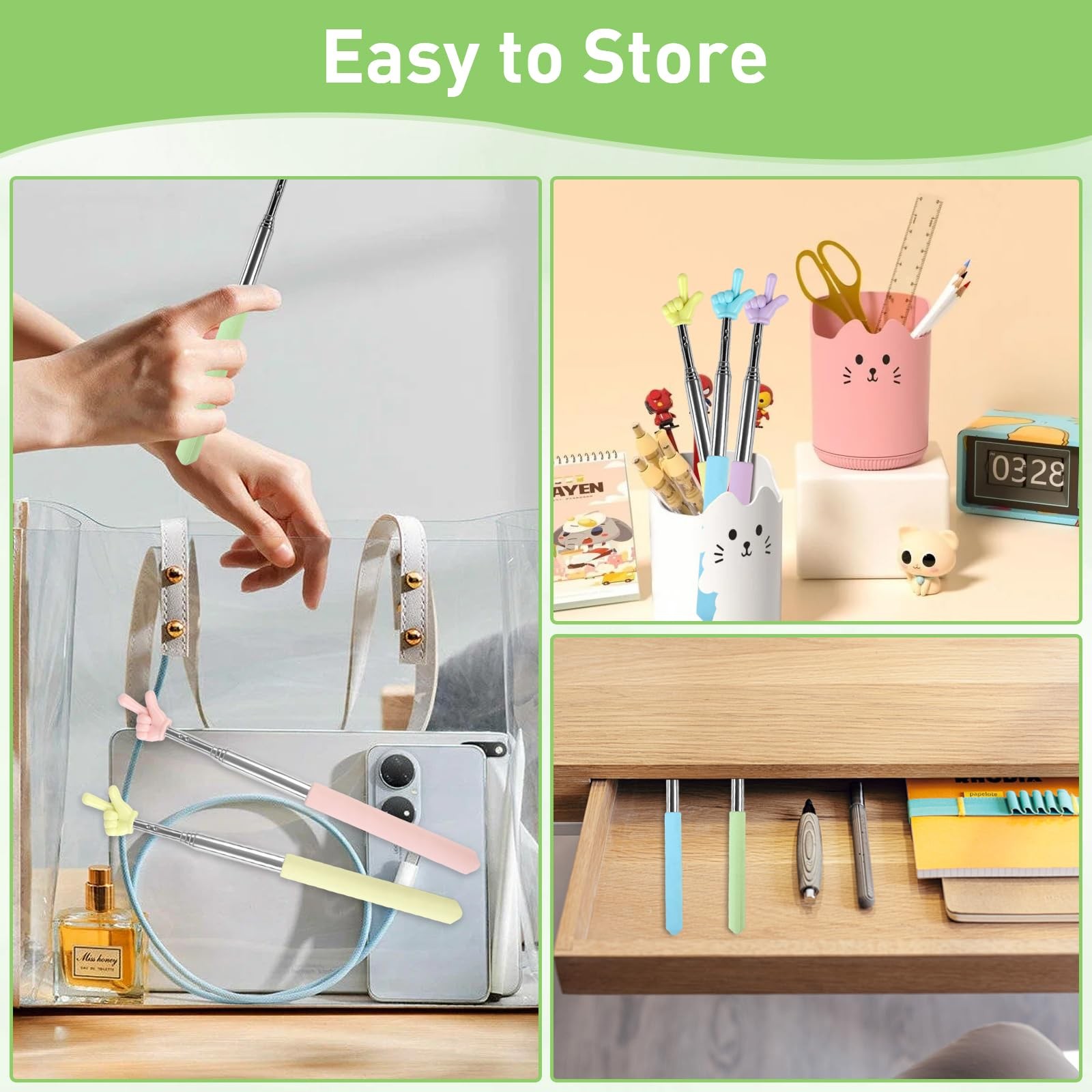 4 Pack Telescopic Teachers Pointer Extendable Hand Pointer Stick for Classroom