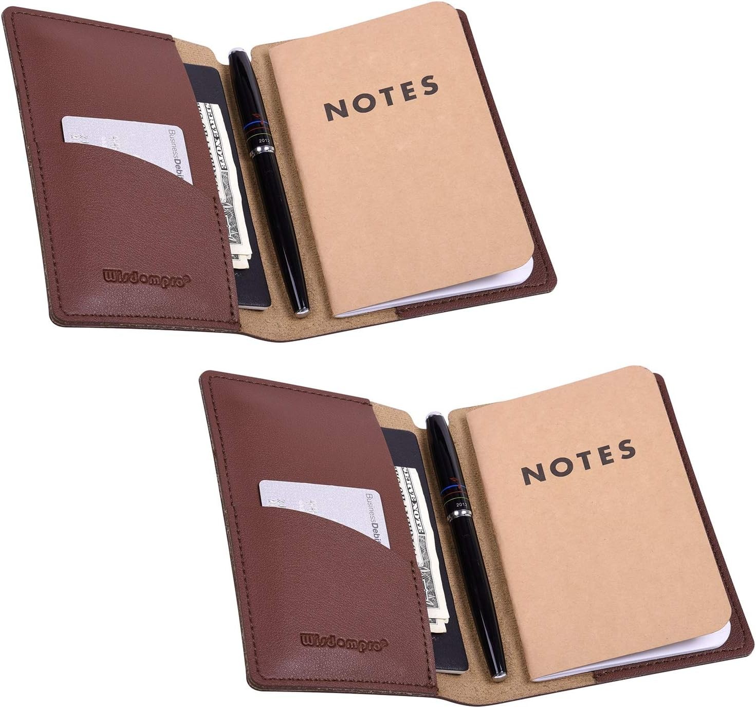 2 Pack Leather Journal Notebook Cover for Field Notes Pocket Notebooks