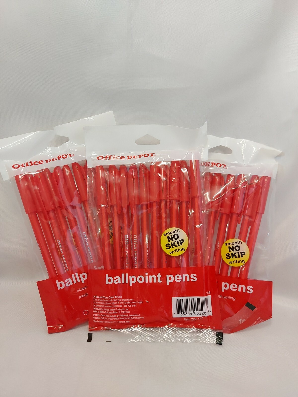 Office Depot Ballpoint Pens Red medium Point 10 Count 1.0 MM (Lot of 3)