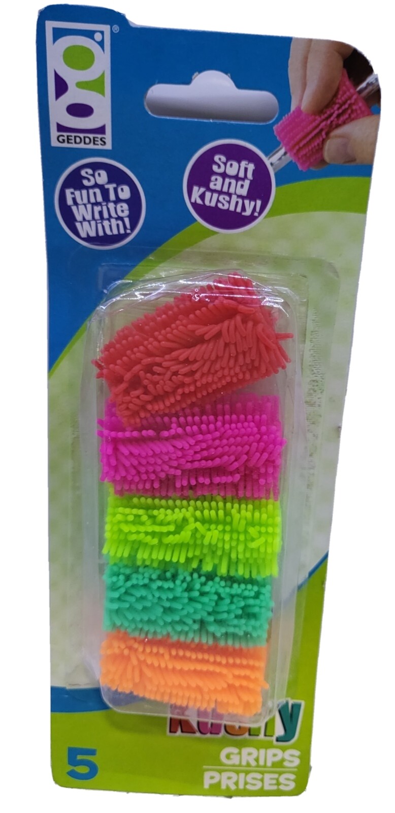 Geddes Kushy Pen/Pencil Grips, Pack of 5, All Different Colors