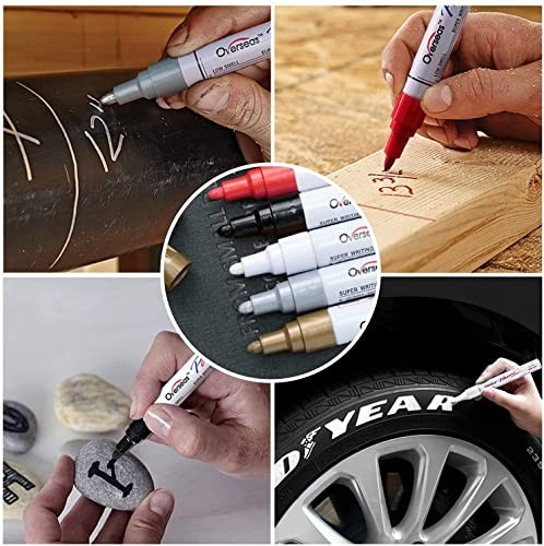 Paint Marker Pens – 5 Pack Permanent Oil Based Paint 1 Count (Pack of 5)