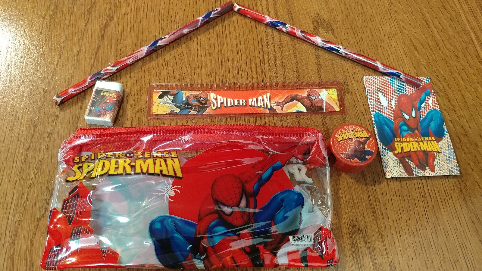 Spiderman Spider-man Spider Man Pencil Case W/ Accessories Bag US Seller New!