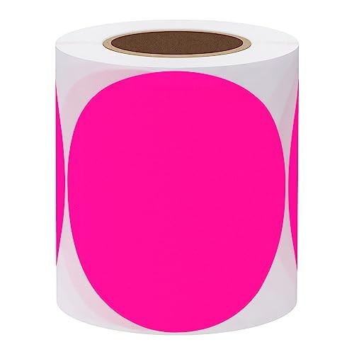 Round Color Coding Circle Dots Labels Warehouse 3 inch Fluorescent Pink