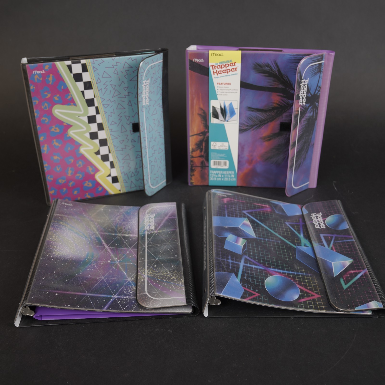 Lot of 4 Vintage Retro 1980s Style Trapper Keeper Binders Mead With folders RAD!