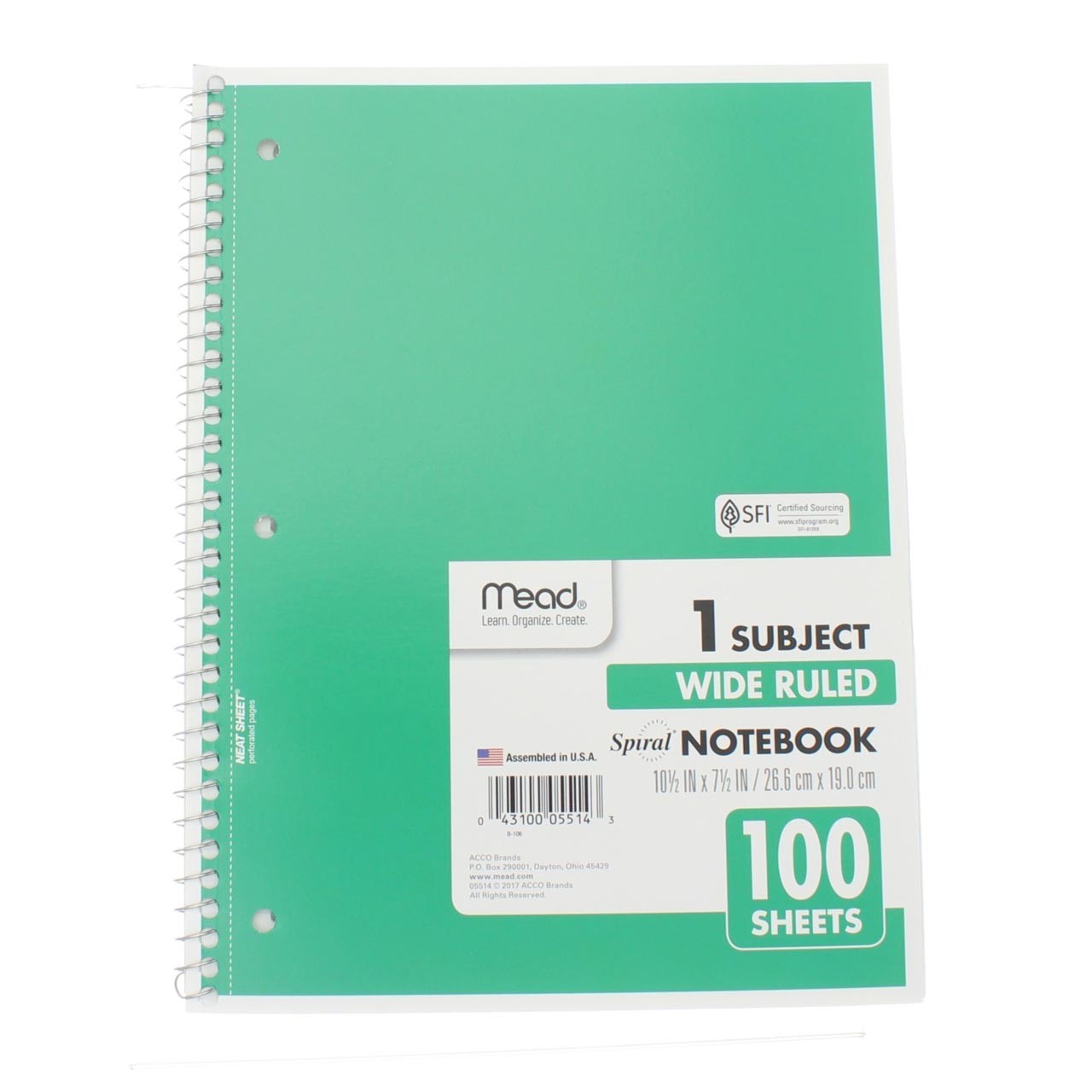 3 Pack Mead Spiral Notebook, Wide Ruled, 1 Subject, 100 Sheets