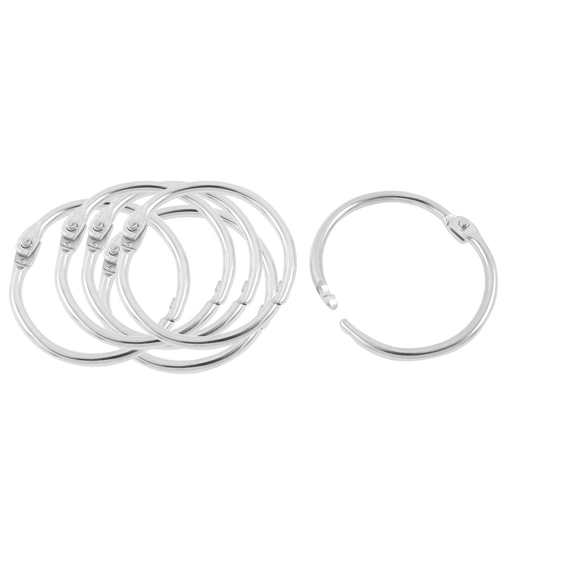 6pcs 25mm Inner Dia Book Office Metal Loose Leaf Binder Hinge Snap Ring Keyring