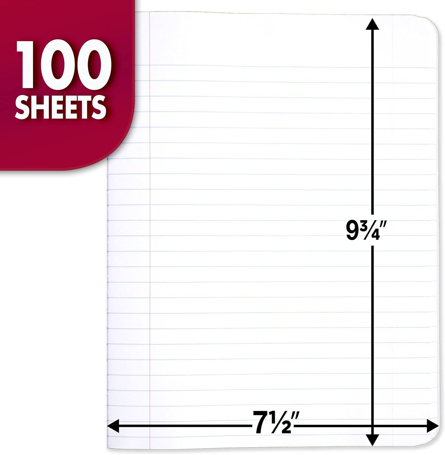 Composition Notebook, Wide Ruled Paper, 7.5″ x 9.75″, 100 Sheets, Black Marble,