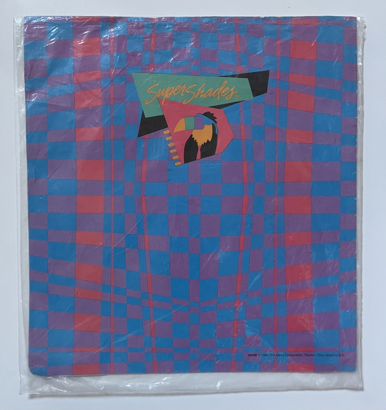 Vtg 80s Mead Super Shades Toucan Book Covers Bright Abstract Vaporwave Geometric