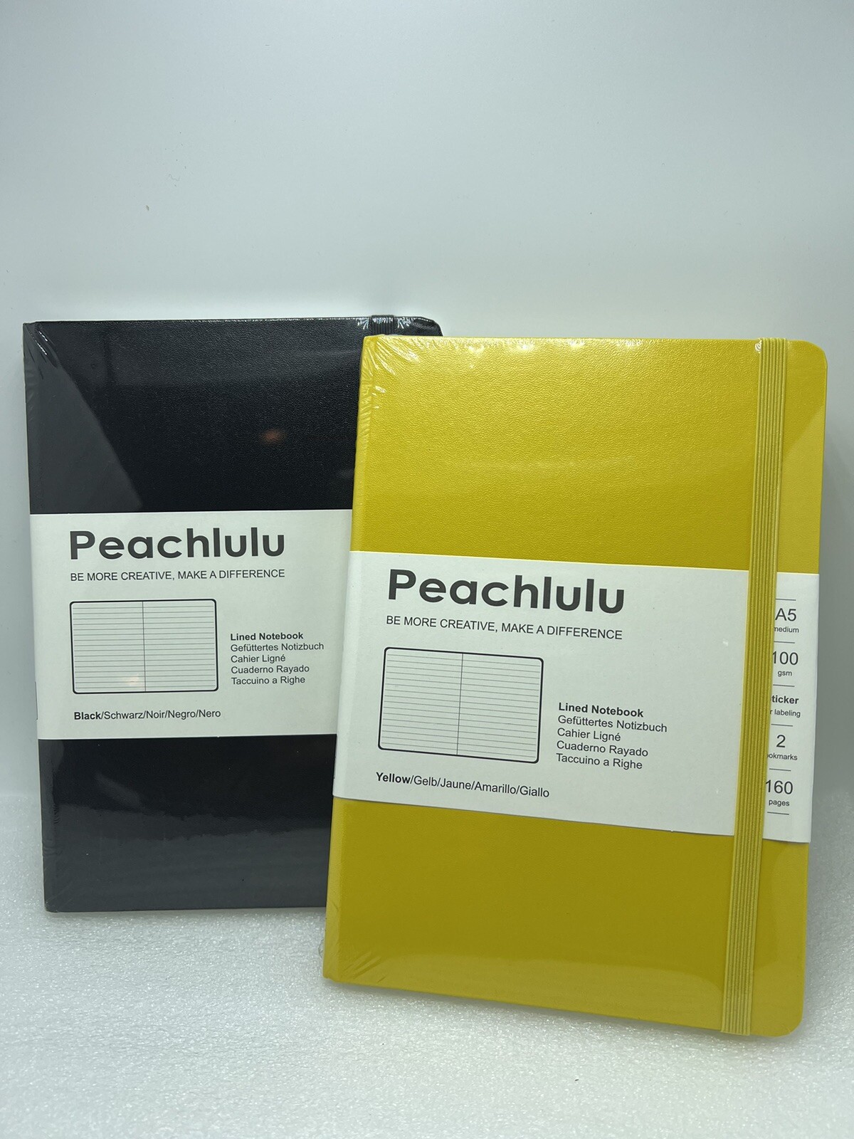 Peachlulu Lined Notebook BLACK or YELLOW Hardcover Journal 5.7”x 8” 160 Pages