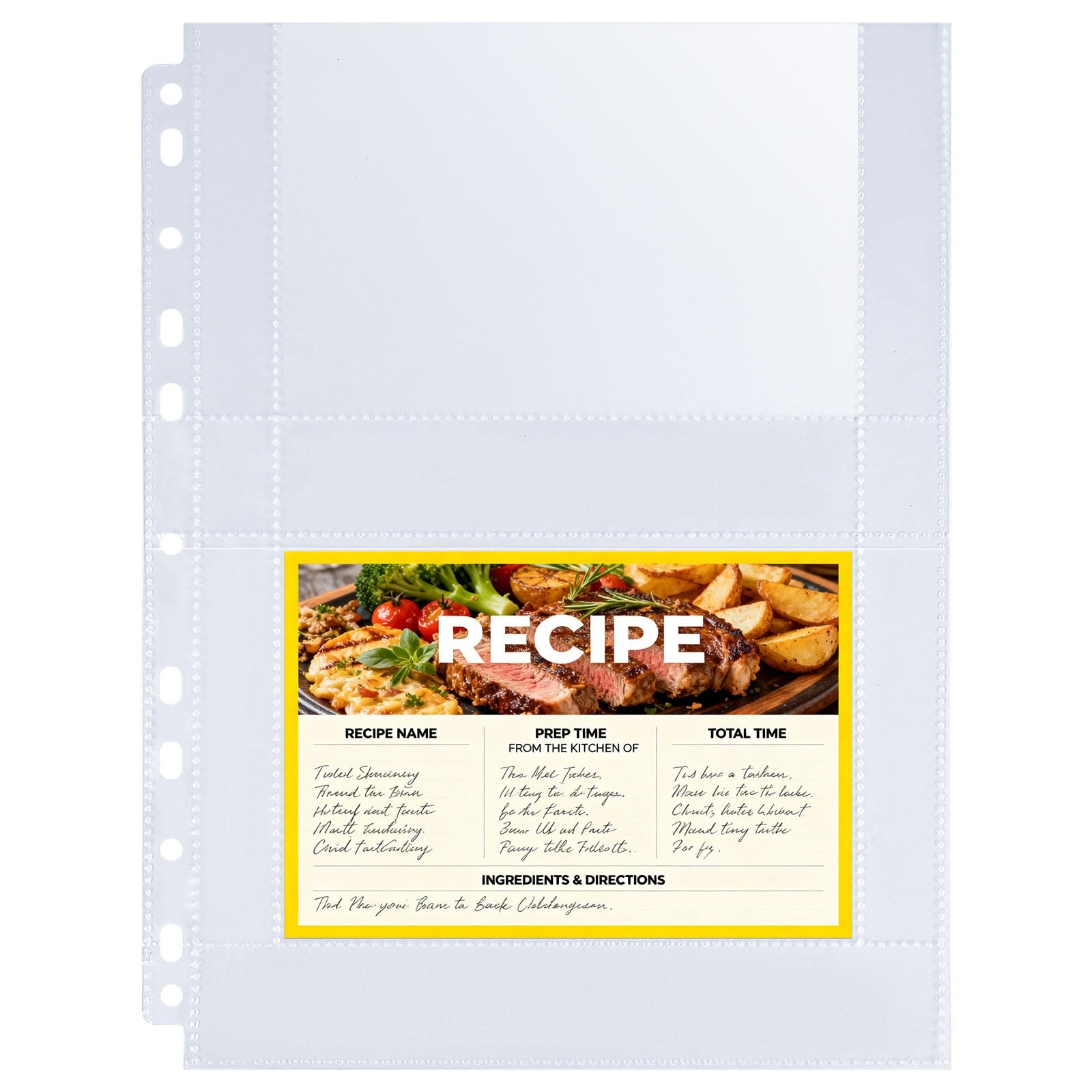 30 Pack 120 Pockets 4×6 Recipe Card Sleeves,3 Ring inch, 30 Pcs Sleeves