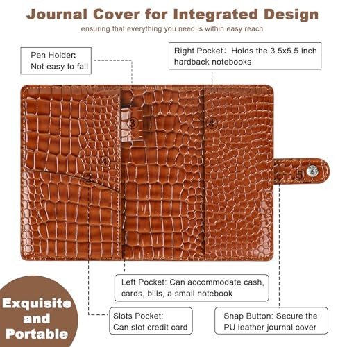 Faux Leather Journal Cover Compatible Field Notes with 2 Pcs Mini Brown