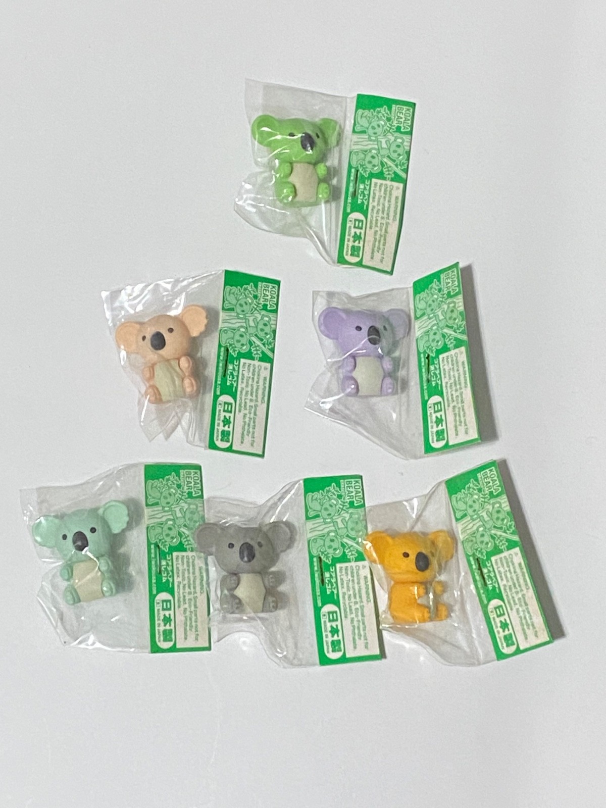 IWAKO Japanese Puzzle Erasers vintage Y2K- 6 Koala Bears New In Package