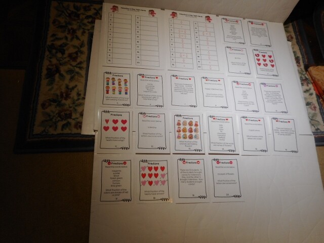 Educational Valentine’s Day Fractions Math Activity Set Laminated Brand New Neat