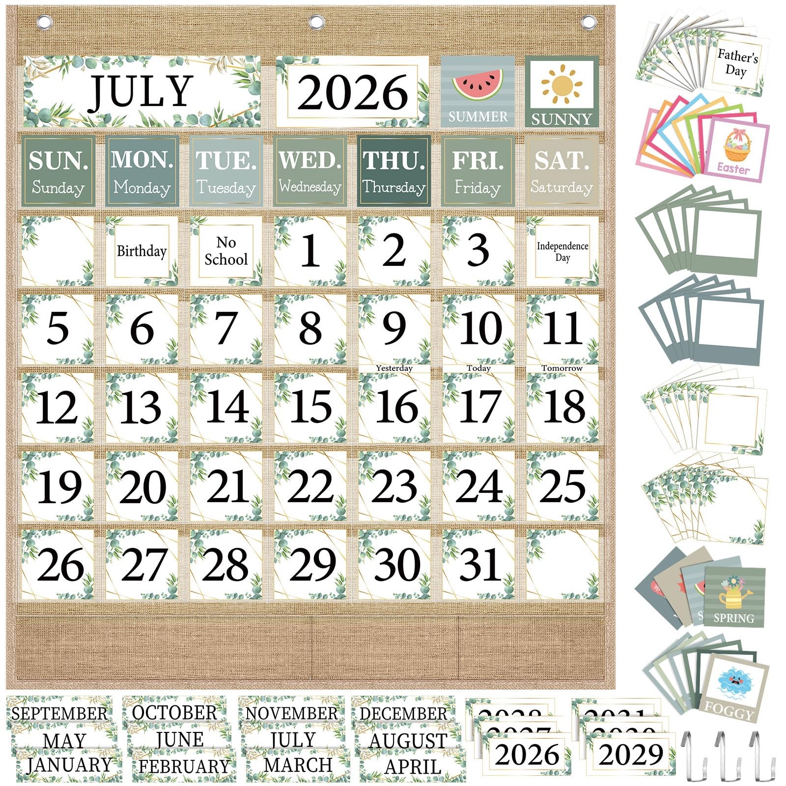 Classroom Calendar Pocket Chart Set Calendar Bulletin Board Set Seasons Festi…