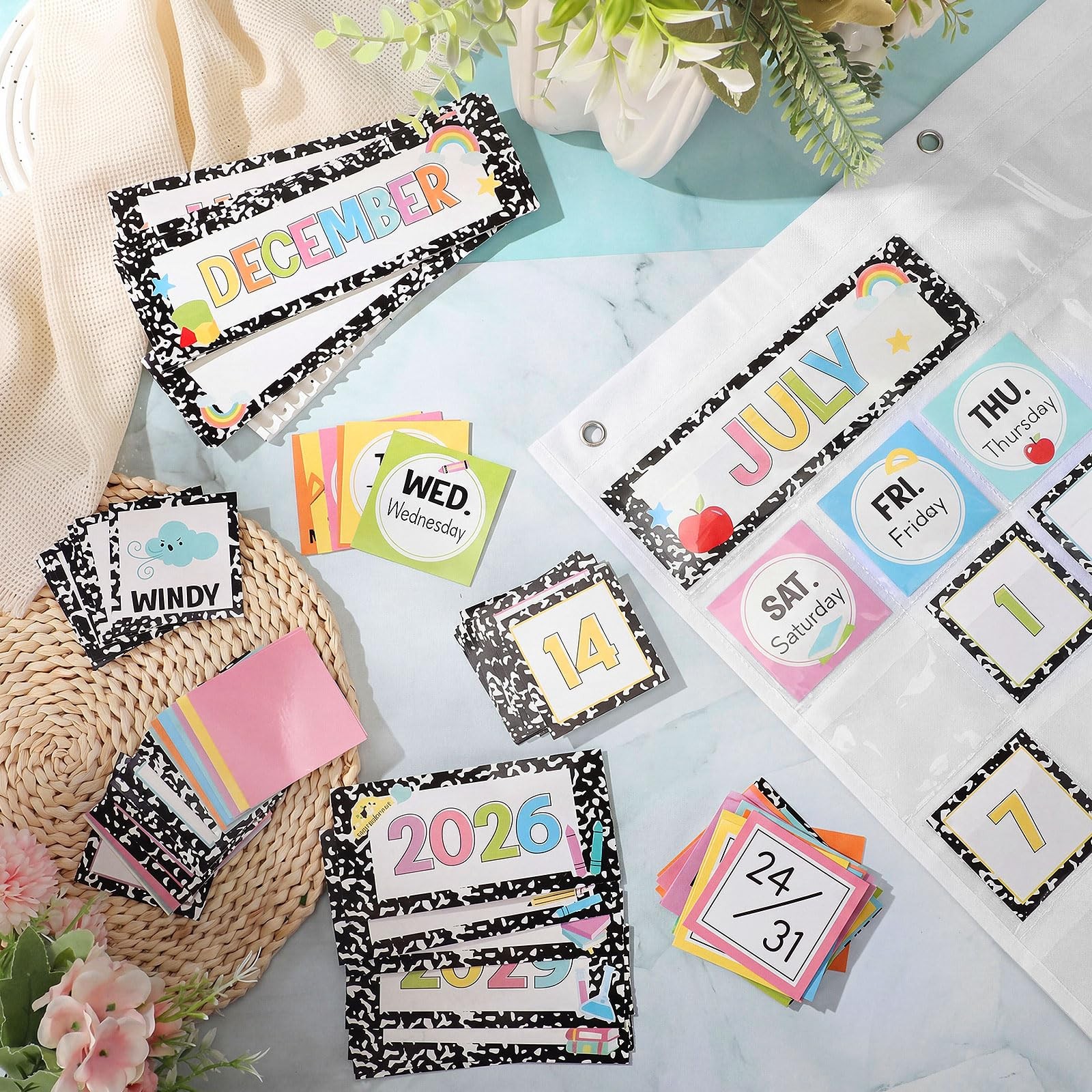 Classroom Calendar Pocket Chart Set Calendar Bulletin Board Set Seasons Festi…