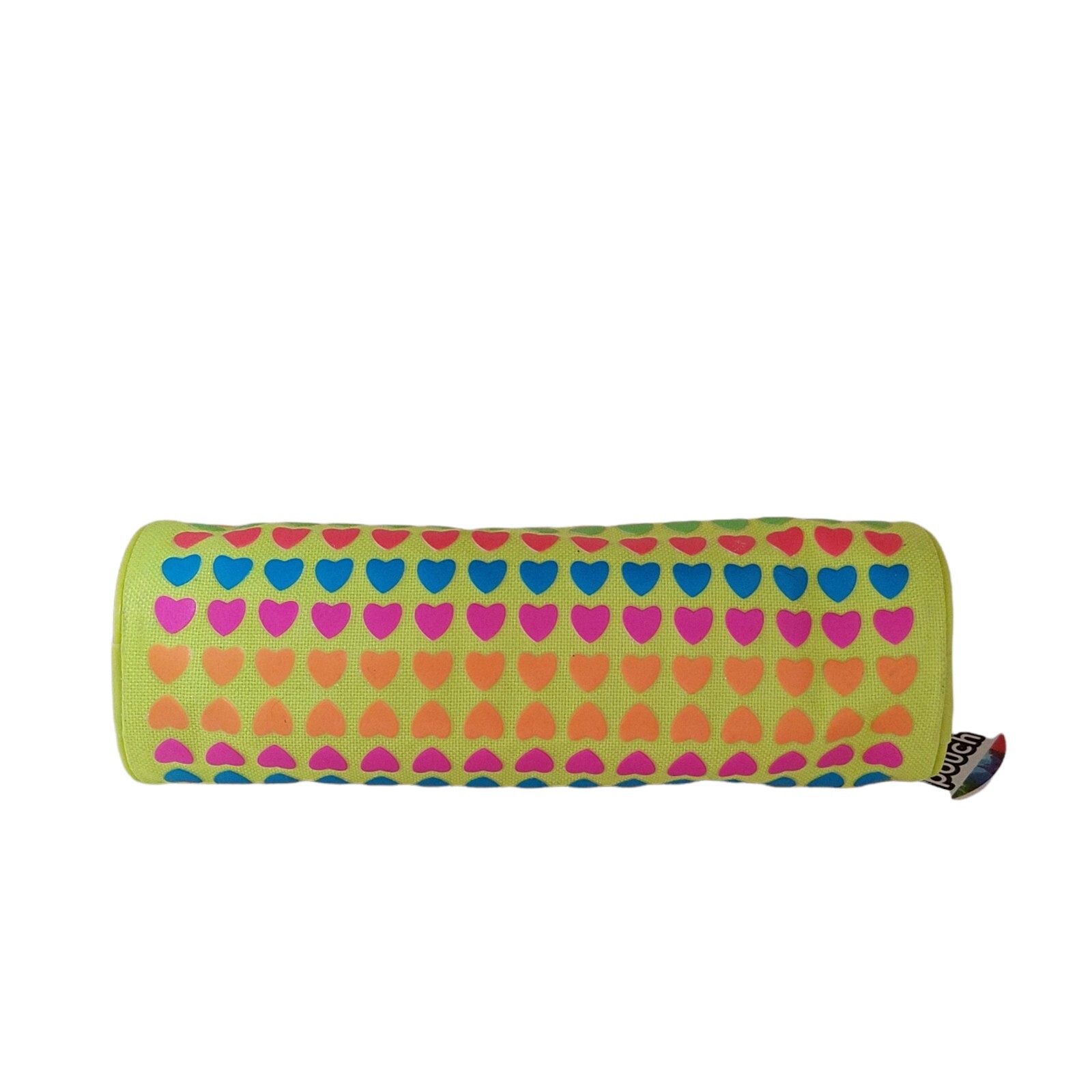Inkology Pencil Pouch Puff Print Hearts Round Green School Office Kid Artists