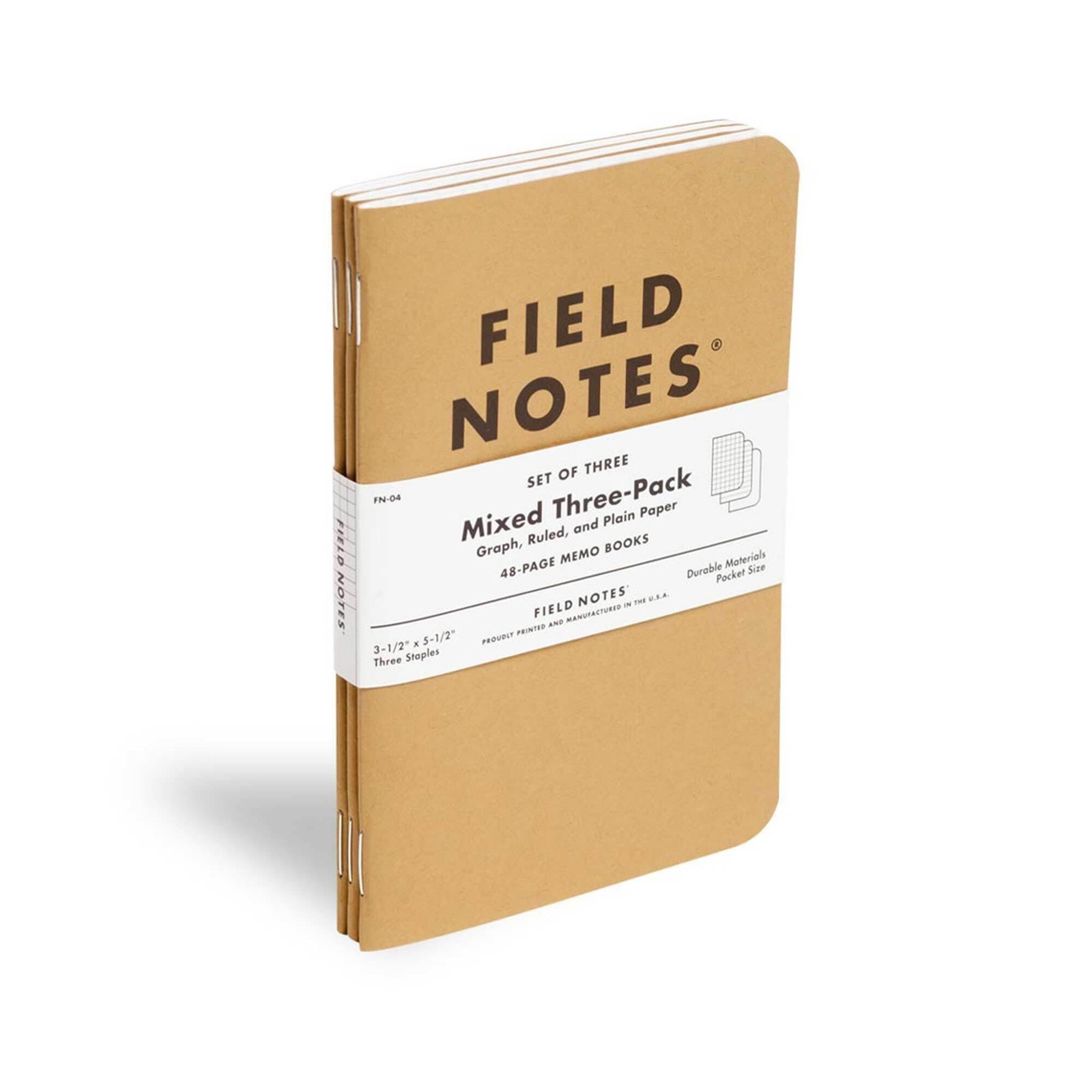 „Mixed Paper Memo Books 3-Pack – Graph, Ruled, Plain – 48 Page Pocket Notebooks“