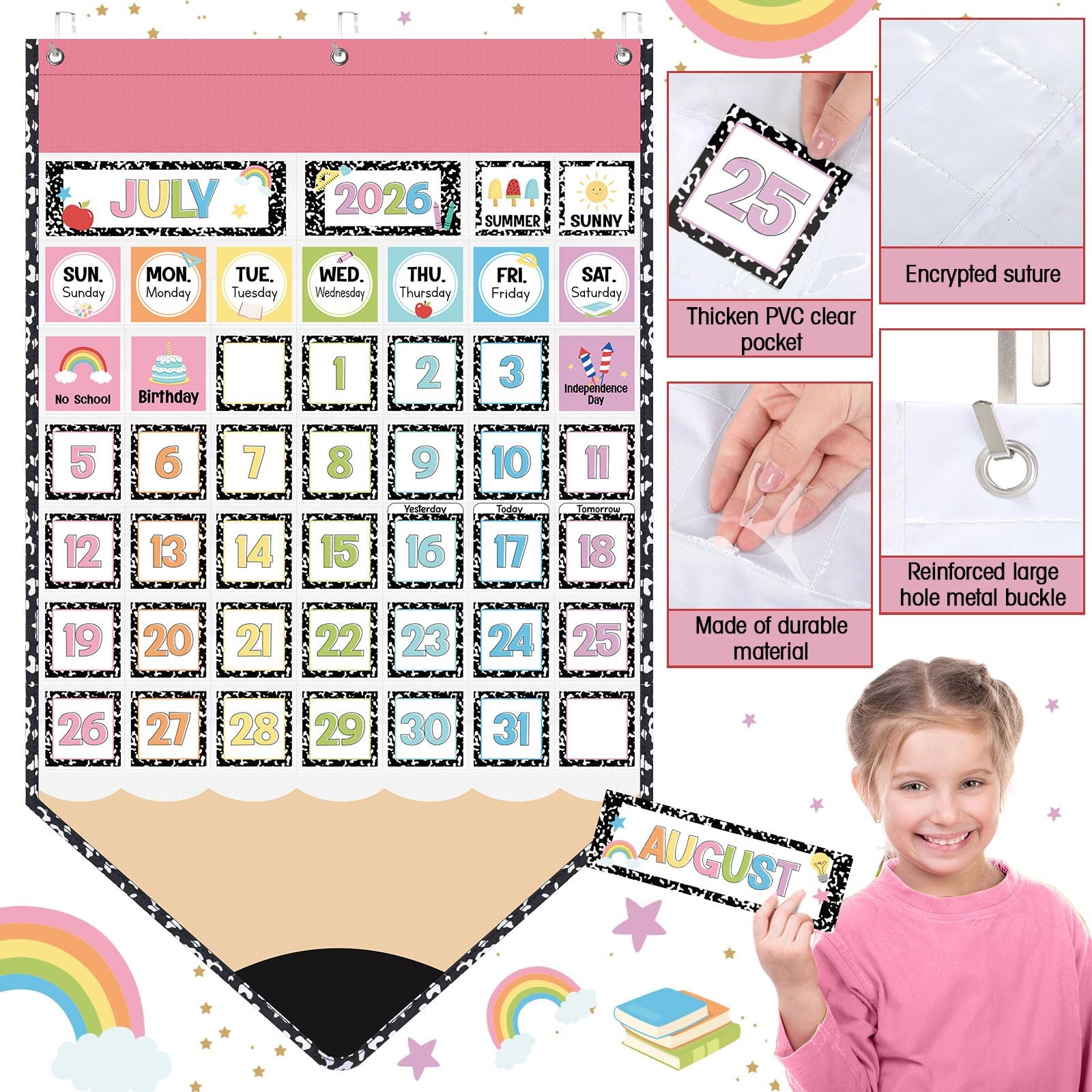 Classroom Calendar Pocket Chart Set Calendar Bulletin Board Set Seasons Festi…