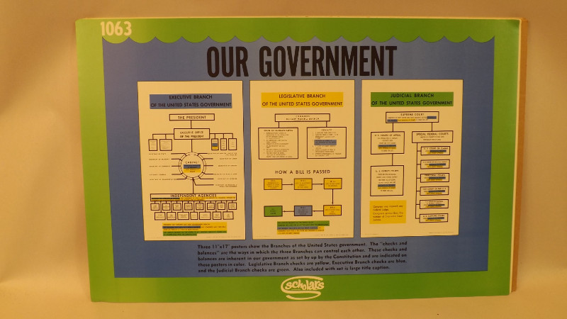 Vtg „Branches of Government“ Posters by Scholars 1971 NOS Teaching Aids Signs